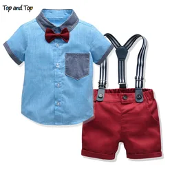 Top and Top New Arrival Fashion Summer Children Boys Clothes Sets Boy Gentleman 2Pcs Clothes Suit for Wedding and Party