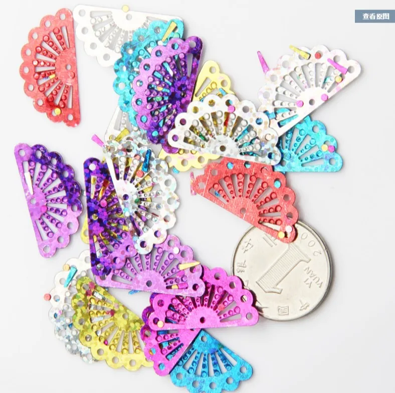 Sequins stage clothing accessories DIY jewelry accessories PVC fan-shaped sequins