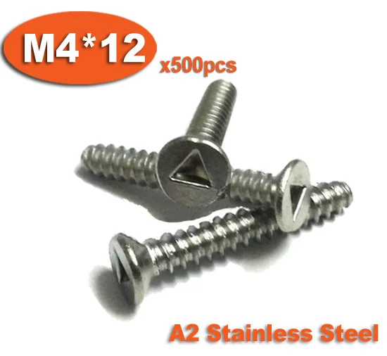 

500pcs DIN7991 M4 x 12 A2 Stainless Steel Triangle Slot Countersunk Head Tamper Proof Security Screw Screws