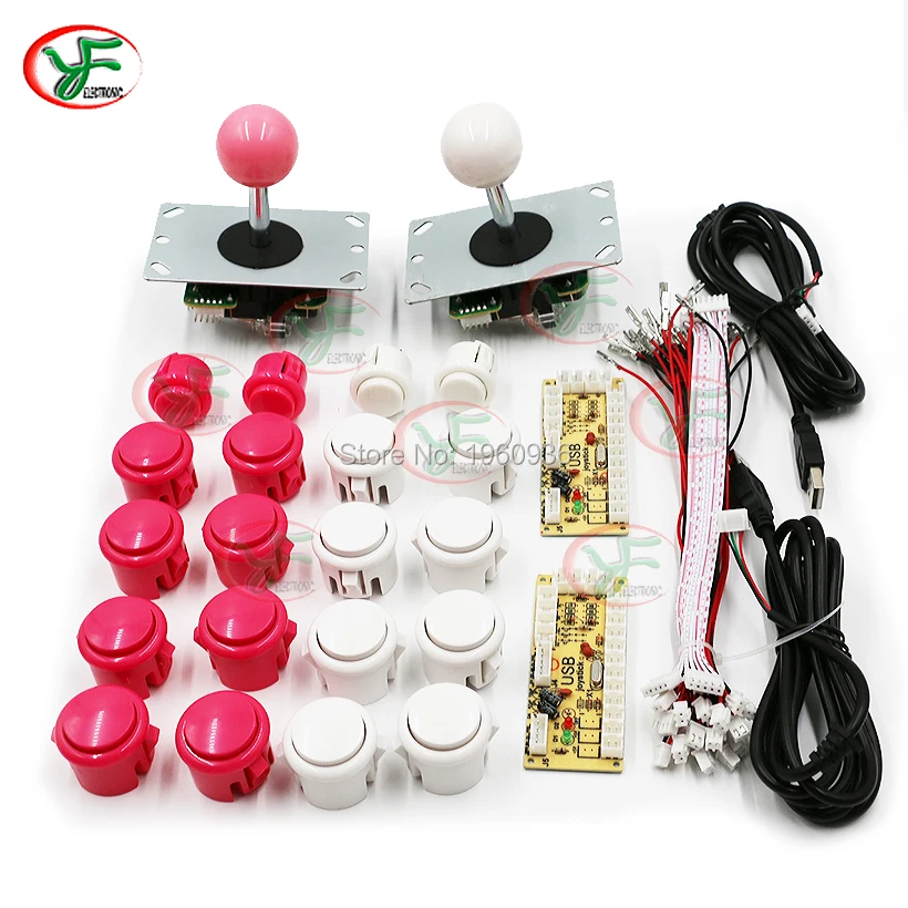 DIY Arcade game parts  PC of  Zero Delay Arcade DIY Kit Mame USB Encoder +Sanwa Style Joystick Push Buttons+Wire harness