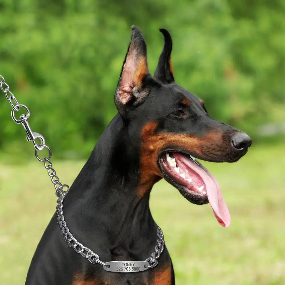 Personalisierte Haustier-Hundekette, Choke-Halsband, Haustier-Training, gravierte ID-Slip-Halsbänder, Halsband für mittelgroße und große Hunde, Pitbull, Mops, Bulldogge – Detail 12
