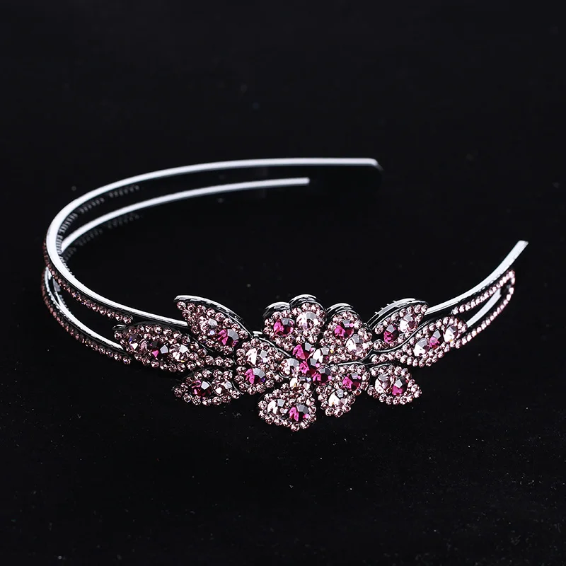 Korean Style Luxury Glitter Rhinestone Headband Contrast Colored Irregular Faux Crystal Jewel Hair Hoop Metallic Hair Ornaments