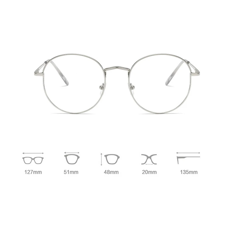 Seemfly Finished Myopia Glasses Fashion Women Men Ultralight Round Metal Frame Eyeglasses With  -1 -1.5 -2.0 -2.5 -3.0 -3.5 -4.0