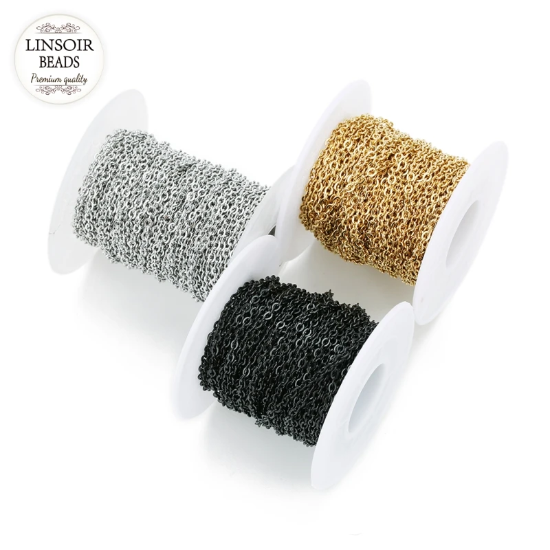 10 stoczni/dużo 1mm 1.5mm 2mm 2.5mm 3mm kabel ze stali nierdzewnej łańcuch luzem dla rodu czarny łańcuch naszyjnik diy biżuteria materiały