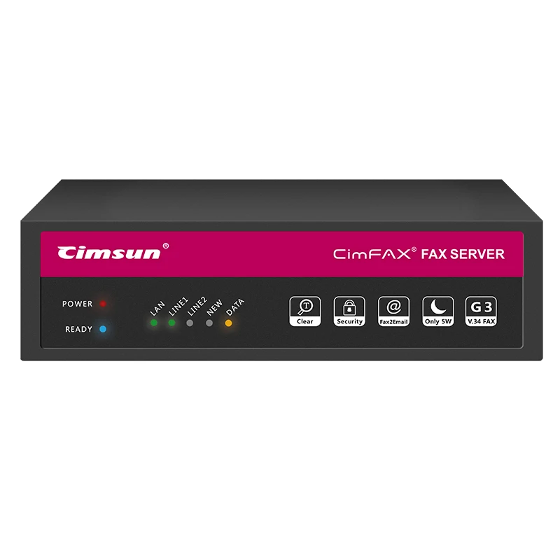 

Two Ports/Lines CimFAX T5 Fax Server 200 Users High Speed Fax Machine Remote Login Fax2Email All-in-one Fax System Fax Modem