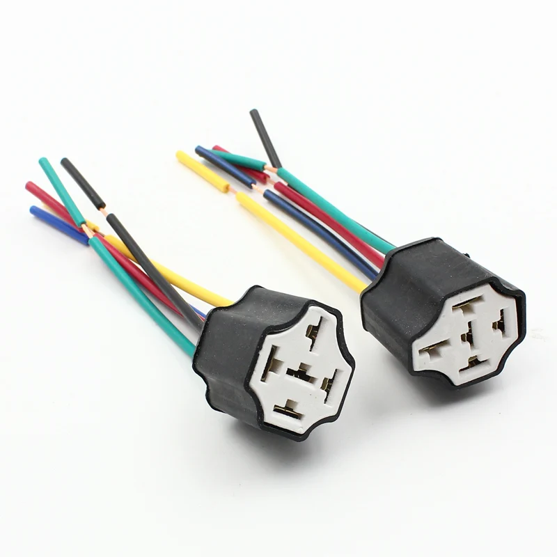 4 pins 5 pins Universal Car Relay Socket Ceramic Base Holder Wiring Harness Pre-wired Wire Relay Plug