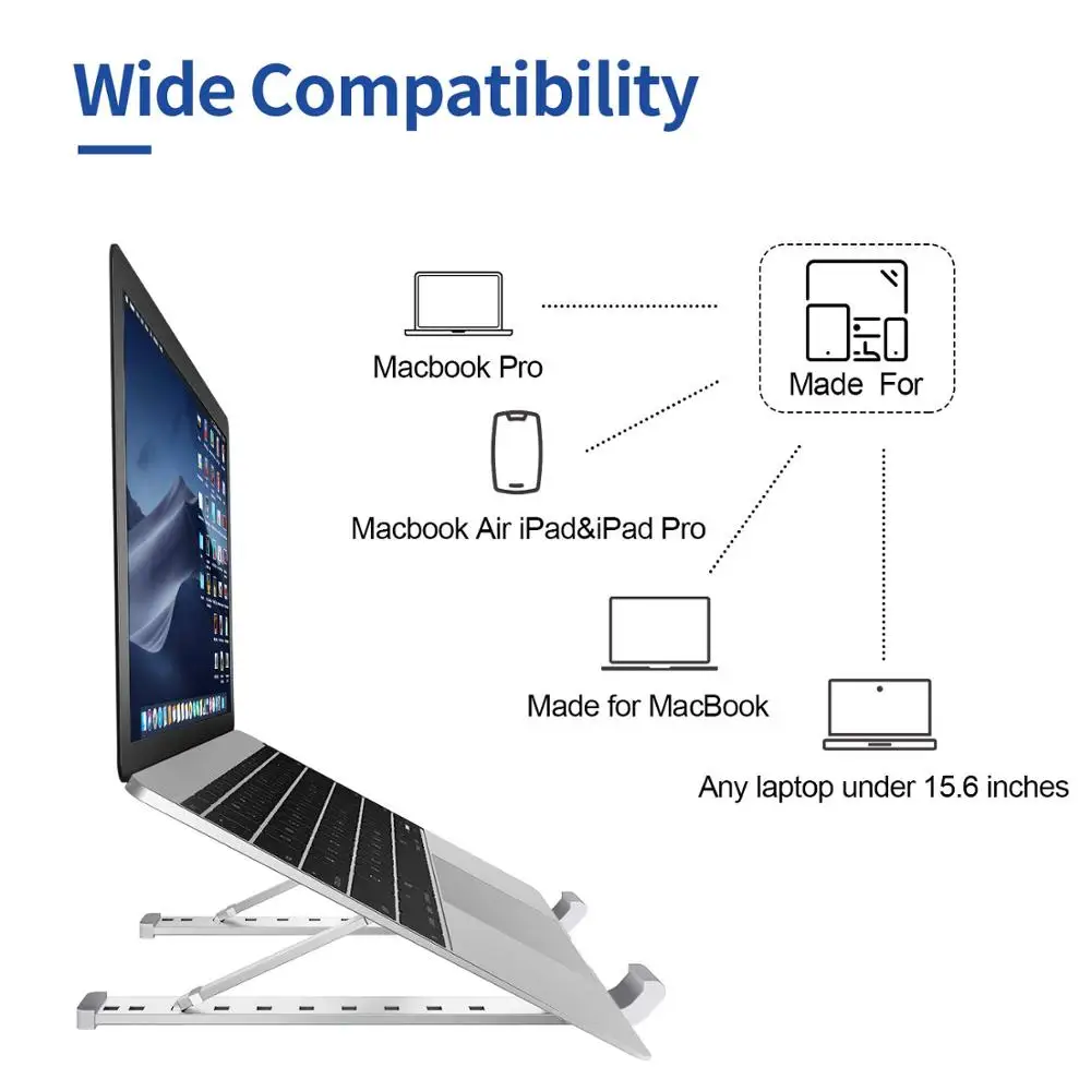 Portable Laptop Folding Cooling Rack Table Tablet Non-slip Adjustable Holder Rack Desktop Lapdesk Ergonomic Notebook Stands