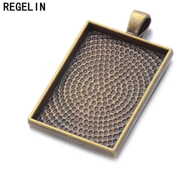 REGELIN New Fashion 25x35mm Inner Size Square Cabochon Base Setting Charms Pendant Fit Square Glass Cabochons DIY Jewelry Making