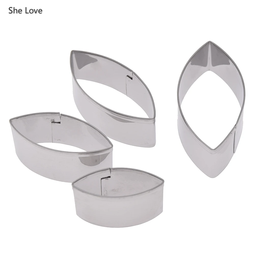 Chzimade 4Pcs/Set Stainless Steel Cutter Mould Water Lily Lotus Petal Cutting Mold Clay Tools