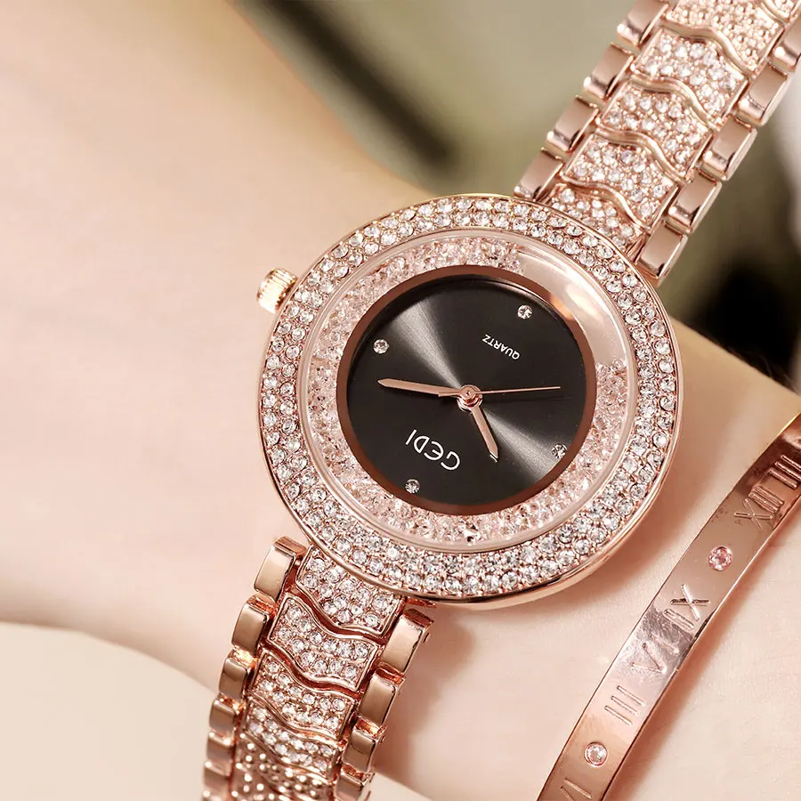 GEDI Watches Women Rhinestone Luxury Ladies Clock Fashion Women\'s Watch Waterproof Female Quartz Wristwatch relogio feminino