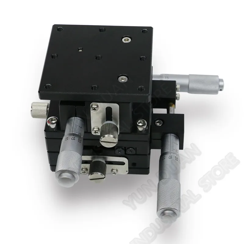 60*60mm XYZ 3 Axis Trimming Station Manual Displacement Platform Cross Roller Guide Way Linear Stage Sliding Table LD60-RM