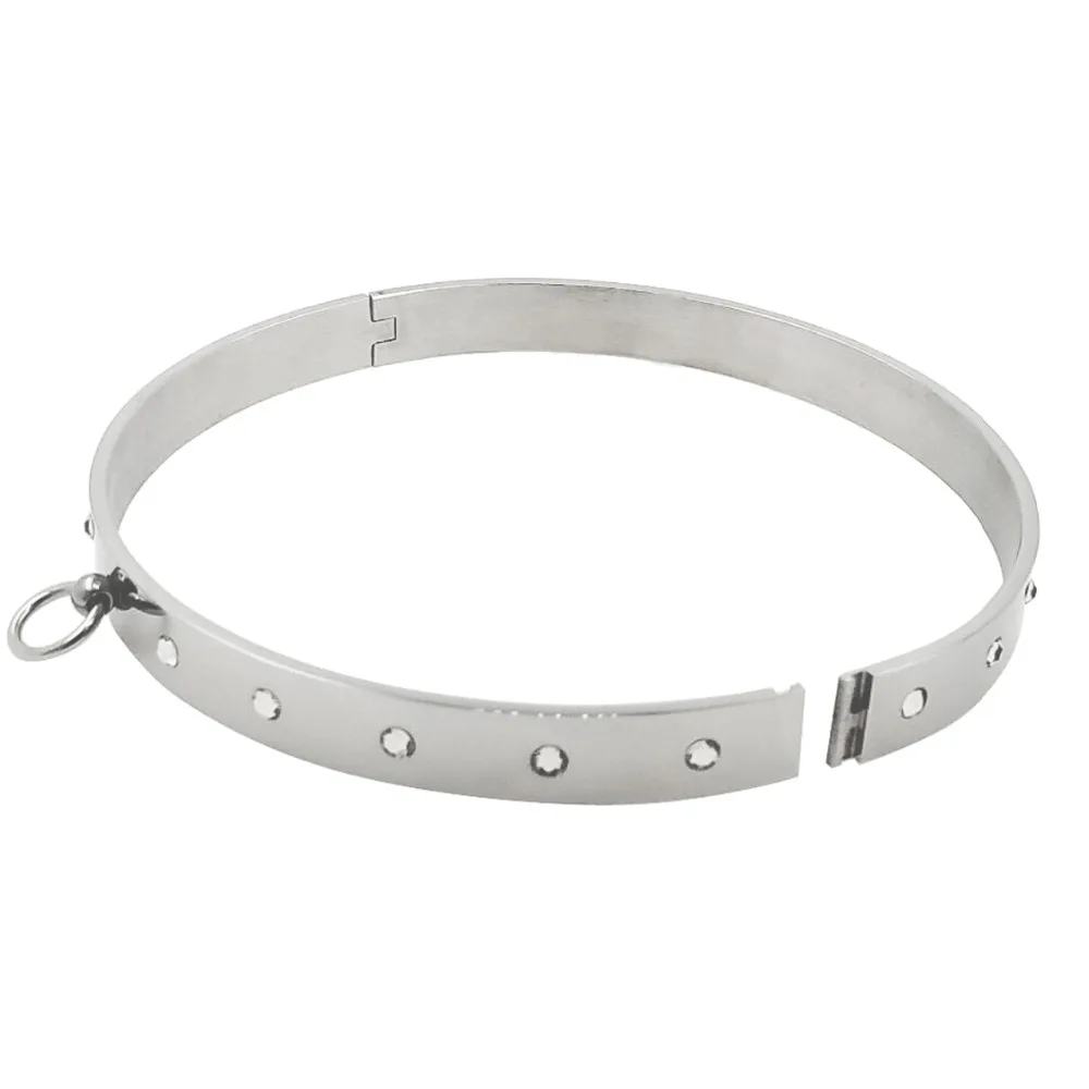 polished shining stainless steel slave choker necklace fetish wear torque woman jewelry