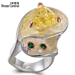 DreamCarnival 1989 TopBrand Special Design Twisted Look Women Zircon Wedding Ring Two Tones Color Quality Female Jewelry WA11718