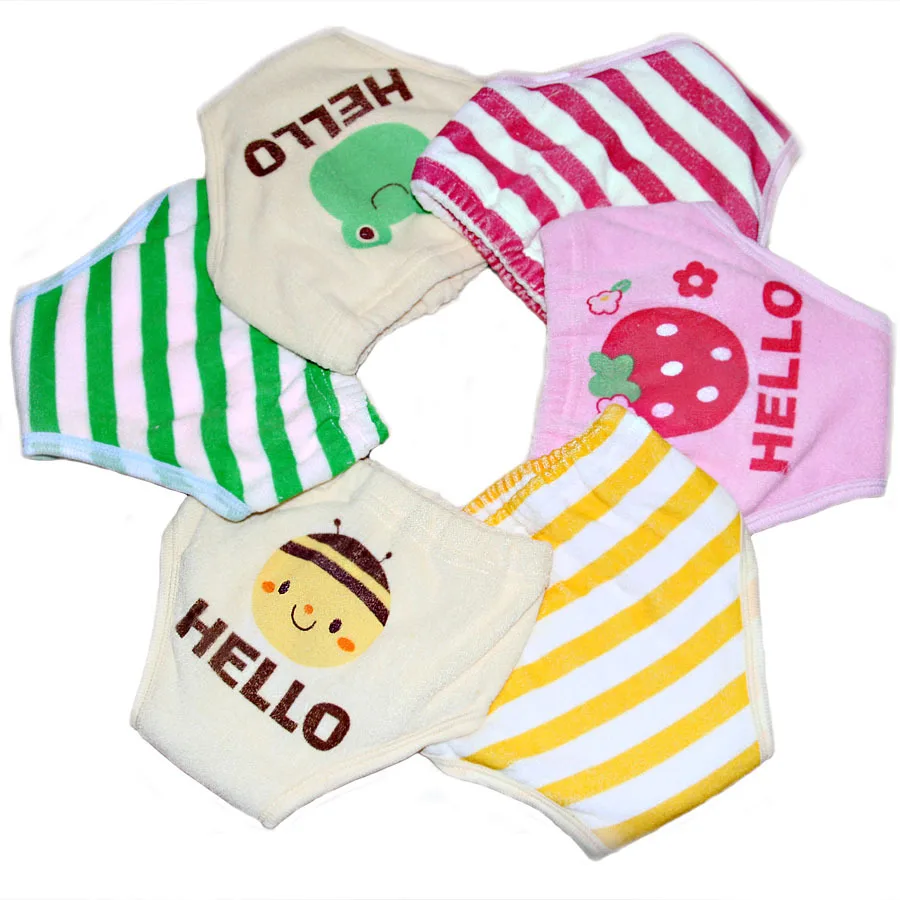 6PCS upset Baby baby children toweling six floors every 6 cartoon learning training pants pants Boys and girls