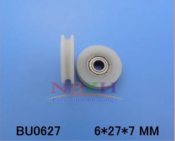 

6*26*7mm With V/u-shaped slot plastic coated nylon pulley bearing high quality 0627 uudoor roller embedded bearing