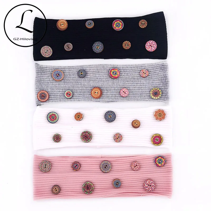 

GZhilovingl Boho Women Print Snap Headband 2019 Summer Thin Elastic Cotton Ribbed Hair Band Accessories For Girls Party Headwear