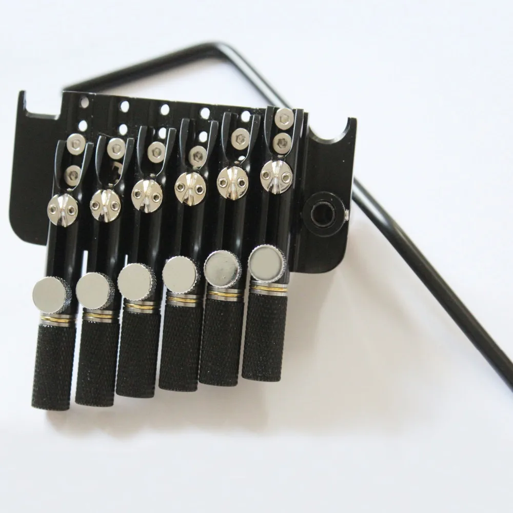 6 Strings Black Headless Guitar Fanned Fret Tailpiece Tremolo Bridge