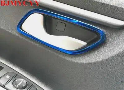 BJMYCYY 4PCS/SET Stainless steel decoration frame for automobile inner hand For KIA K2 Rio 2017 Auto Accessories