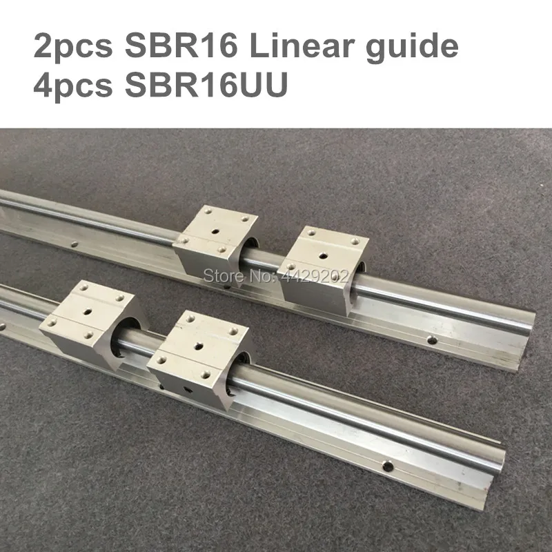 

2pcs SBR16 16mm linear rail length 500mm 600mm 700mm 800mm 900mm support round guide rail + 4pcs SBR16UU slide block for cnc