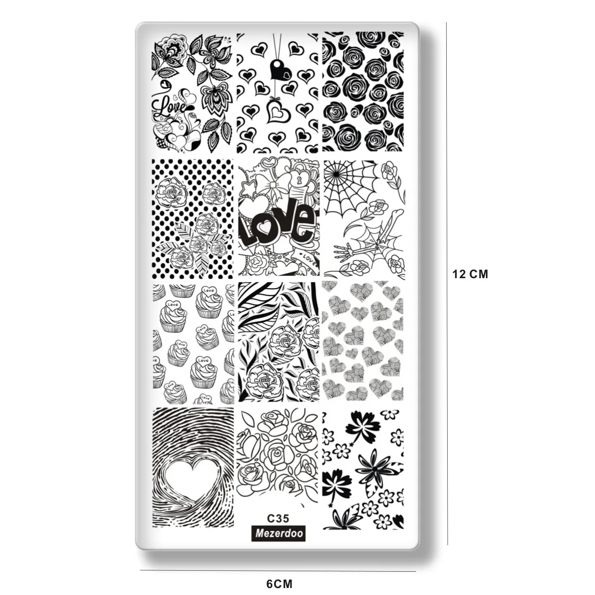 Love Valentine's Day Pattern Stamping Plate Rose Spider Webs Design DIY Nail Art Stamp Image Plate Nail Stencil Tools C35