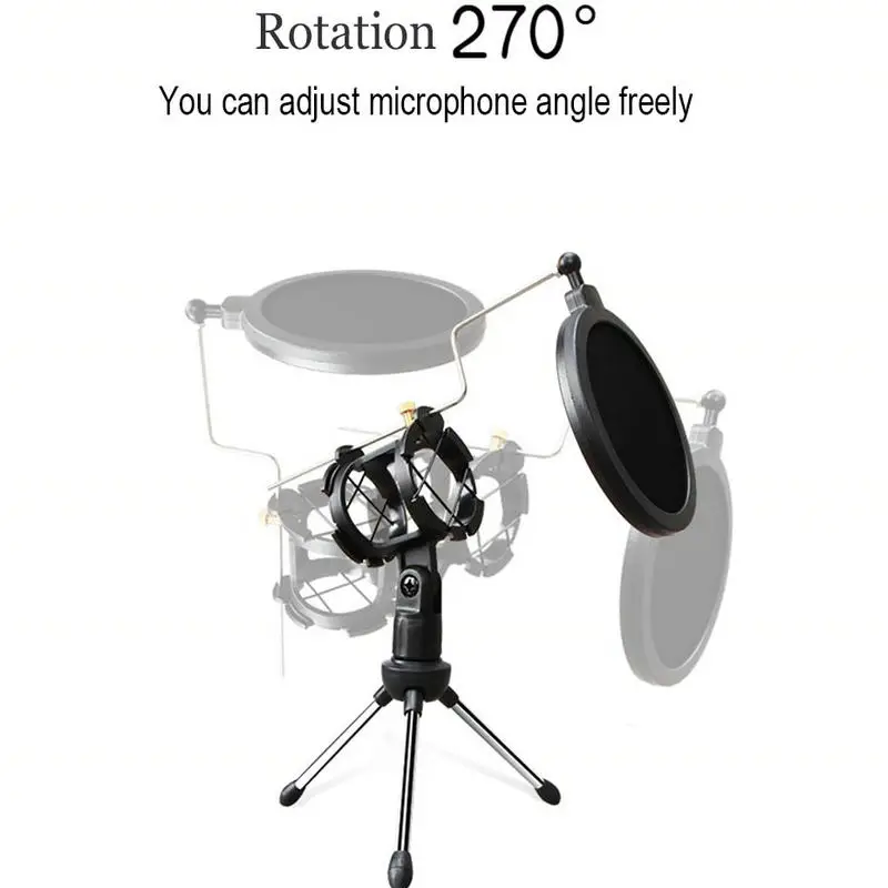 

PS - 05 Microfono Adjustable Studio Condenser Stand Desktop Tripod For Mic Microphone Holder With Windscreen Filter Cover