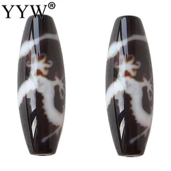 Five-Claw Dragon Natural Tibetan Dzi Beads For Making DIY Jewelry Oval Ji Beads Two Tone Grade Aaa 13x38mm Sold By Pc