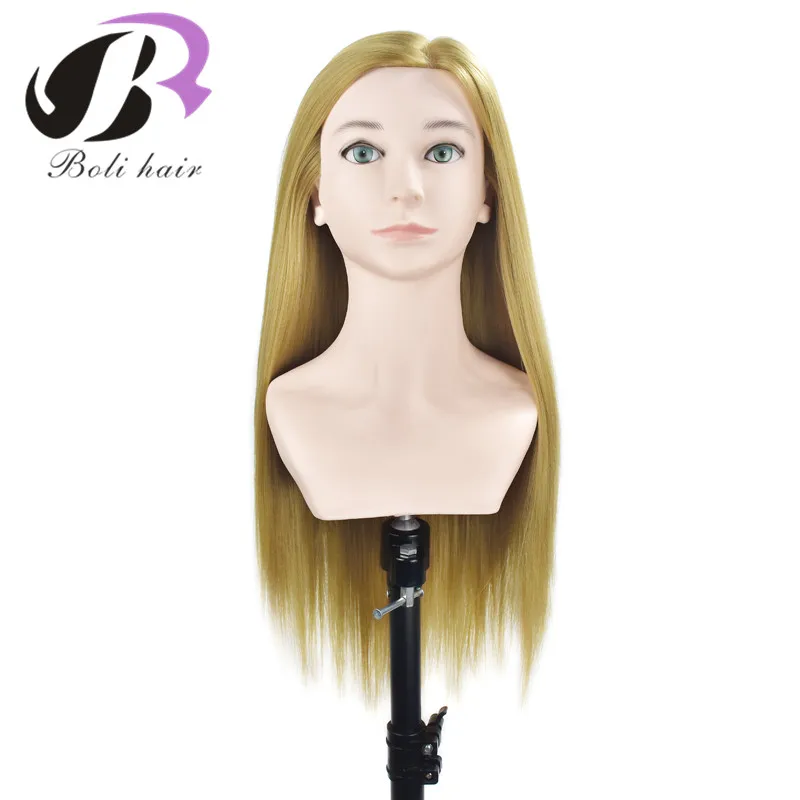 

26" Mannequin Head Yaki Synthetic Maniqui Hairdressing Doll Heads With Shoulder Cosmetology Mannequin Heads Hairdresser Manikin