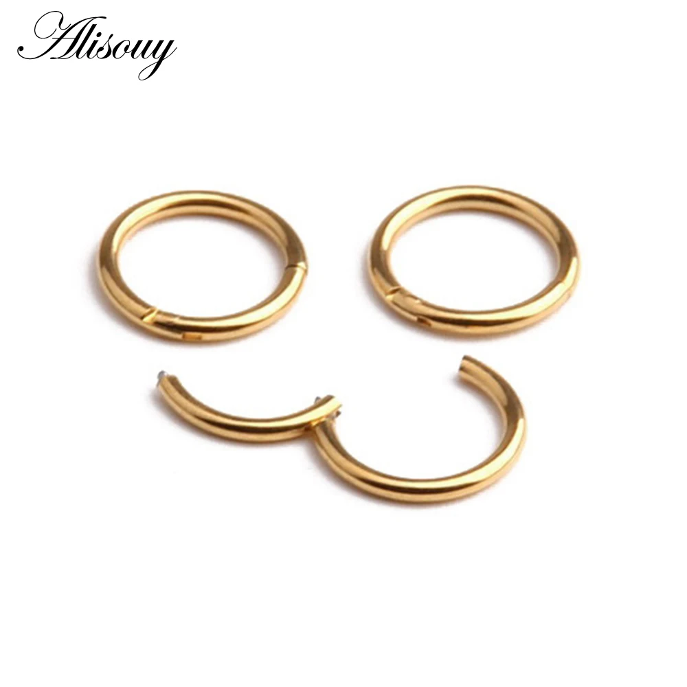 Alisouy 1PC Steel Tiny Nostril Segment Septo Nose Rings Captive Ear Nose Hoop Piercings Clip on Helix Rings Body Jewelry 7 Color