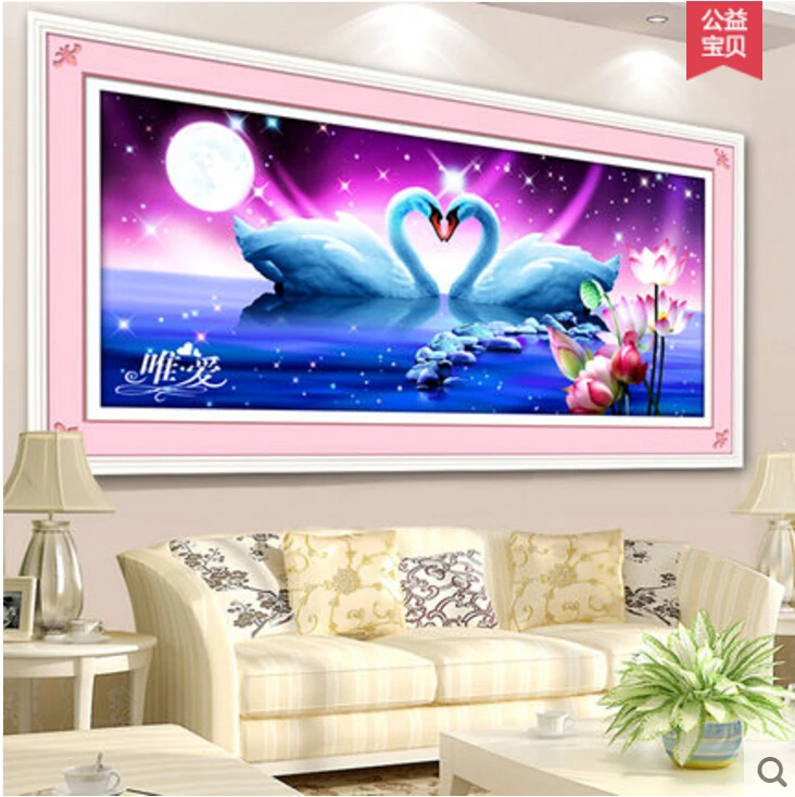 80*37CM DIY 5D Diamond Diamond Painting Swan Eternal Love Round  Cross Stitch Kits Diamond Mosaic Home Decor Diamonds Embroidery