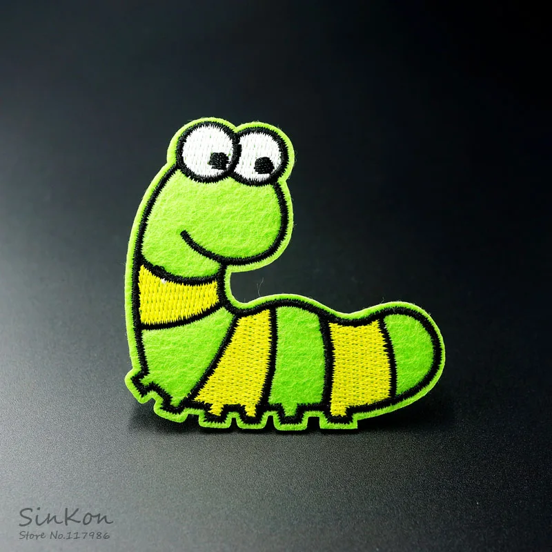 Caterpillar 6.5X6.7cm Embroidered For Clothing Iron On Sew Applique Cute Patch Fabric Badge Garment Apparel Accessories