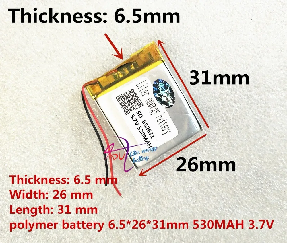 652631 530MAH polymer laser level health care massage stick electronic digital clock lithium battery manufacturers 3.7V