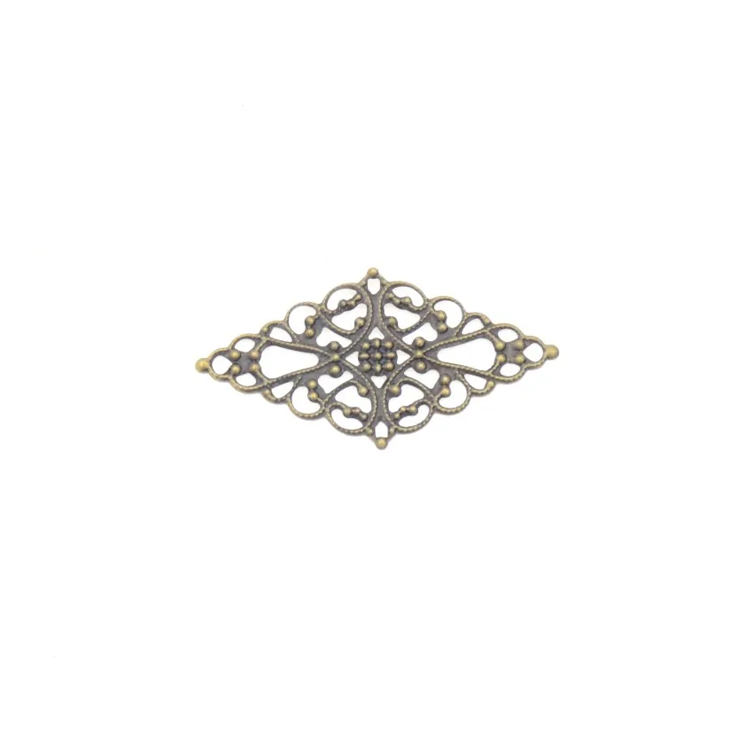 MIAOCHI DIY 50PCs Antique Bronze Filigree Wraps Rhombic Connectors Metal Crafts Gift Decoration DIY Findings 45*24mm