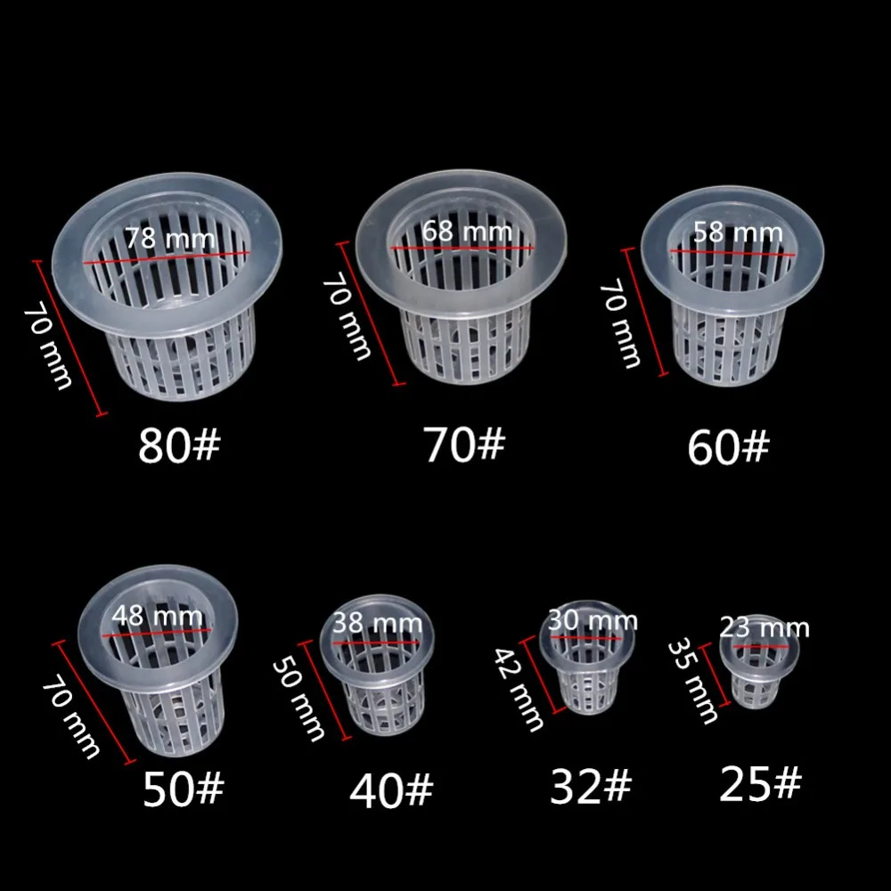 50 Stück neue weiße Hydro ponik Korb Garten Gemüse soilless wachsenden Netz Topf Multi-Size-Aeroponik Kunststoff Pflanz gitter Töpfe Kappe – Detail 4