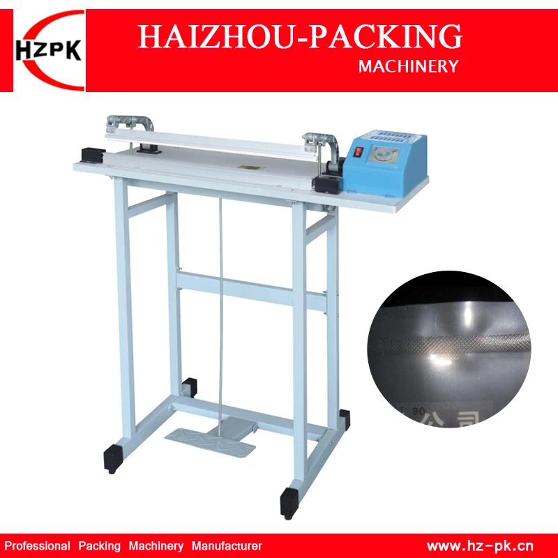 HZPK Foot Pedal Impulse Sealer Packing Machine Heat Bag Sealer Stand Floor Type Plastic Bag Sealing Machine Sealer 700mm SF-700