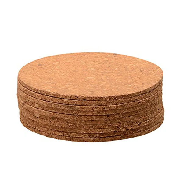 Promotion! Set of 10 Cork Bar Drink Coasters - Absorbent and Reusable - 90mm, 5mm Thick