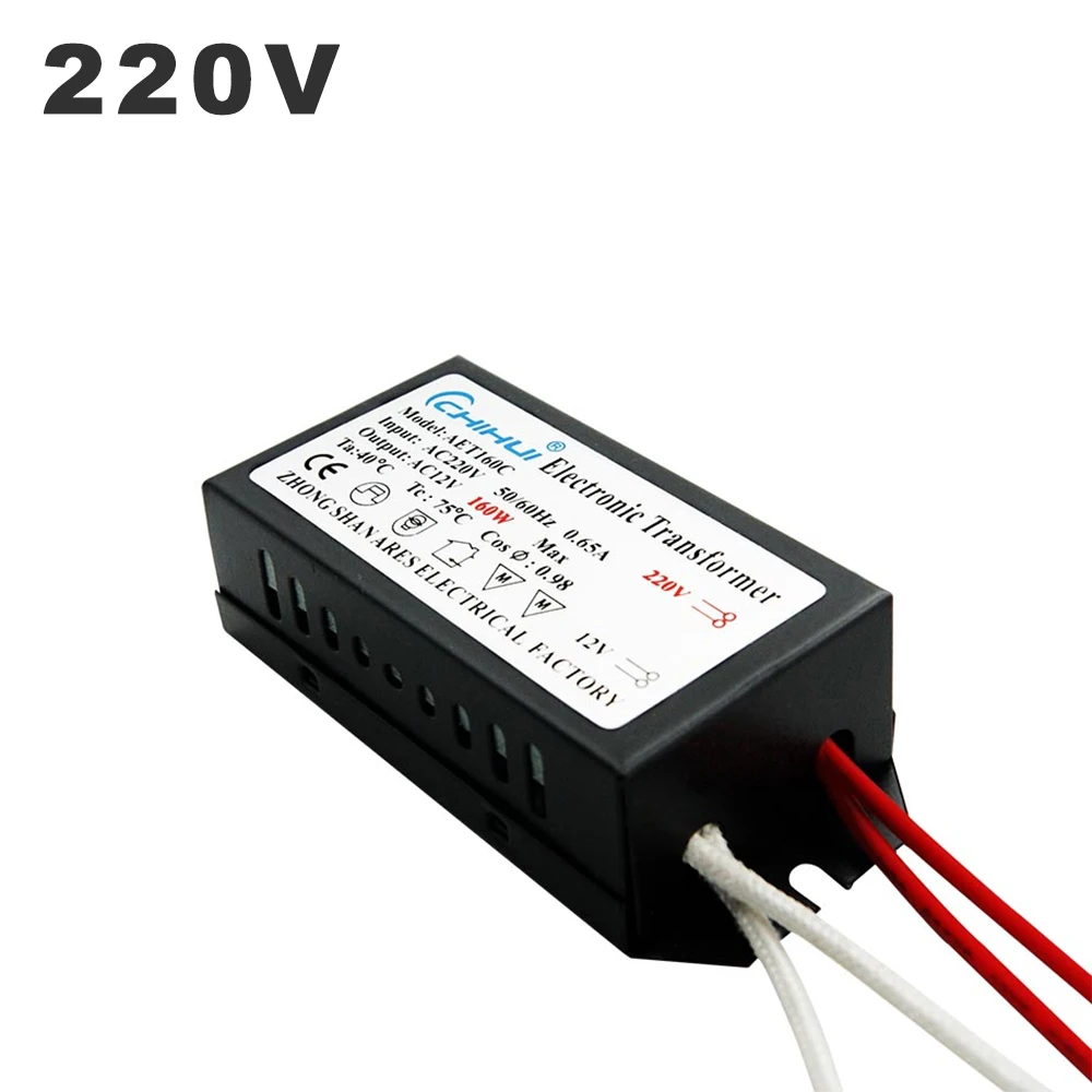 AC 12V 할로겐 램프용 전자 변압기, 크리스탈 램프 G4 라이트 비즈, 220V, 60W, 80W, 105W, 120W, 160W, 180W, 200W, 250W