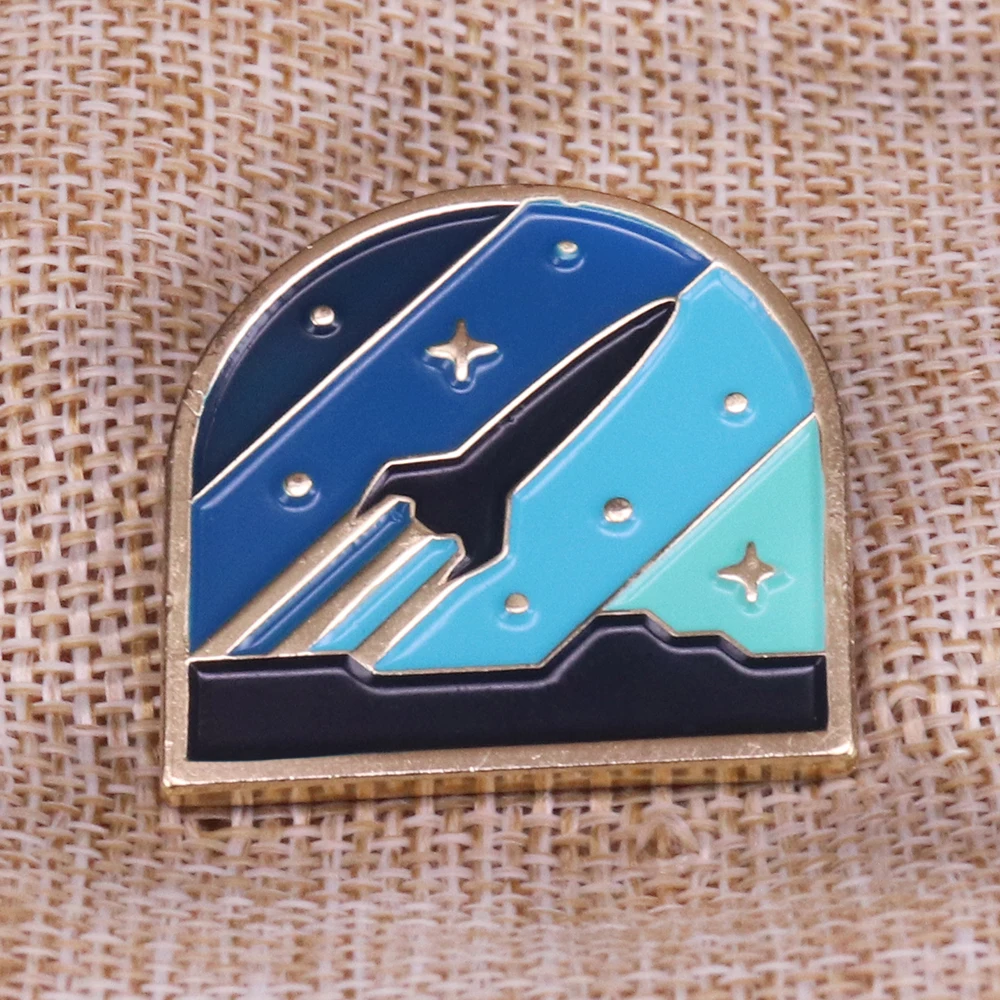 Shuttle Space Galaxy Badge Brooch Pin Astronaut Alien Outerspace Stars