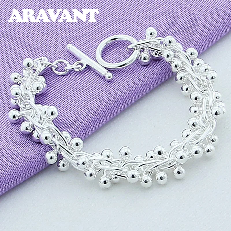 925 Silver Bead Bracelet Chains For Women Wedding Jewelry