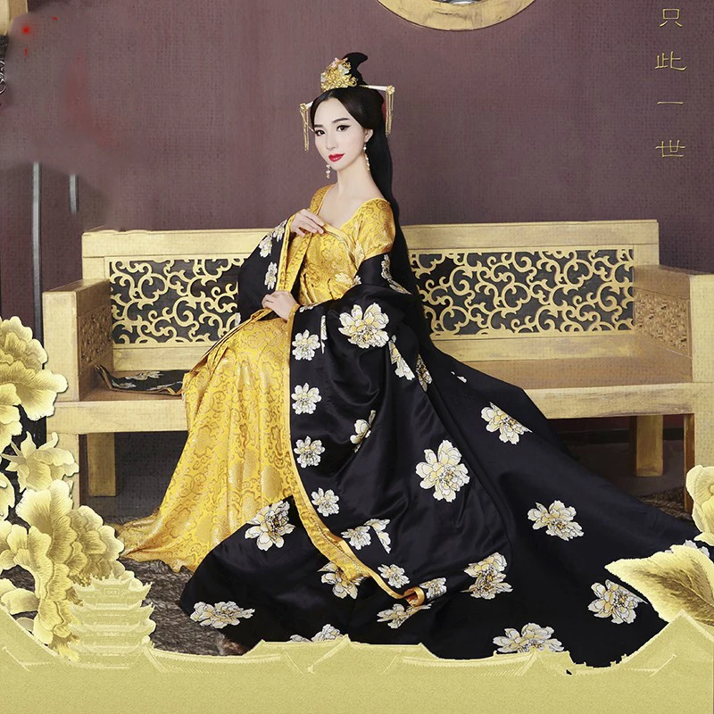 Più nuovo TV Principessa Yang Yuhuan-Lady del Daynasty attrice Peonia Nero Costume per Le Donne Tang Costume Cosplay Principessa intrattenimento musiche e canzoni