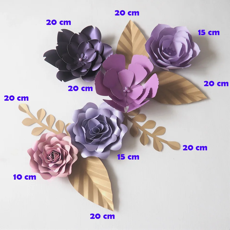 DIY Purple Giant Paper Flowers Backdrop Artificial Handmade Flower 5PCS+Leaves 5PCS Wedding & Party Deco Home Decoration Video