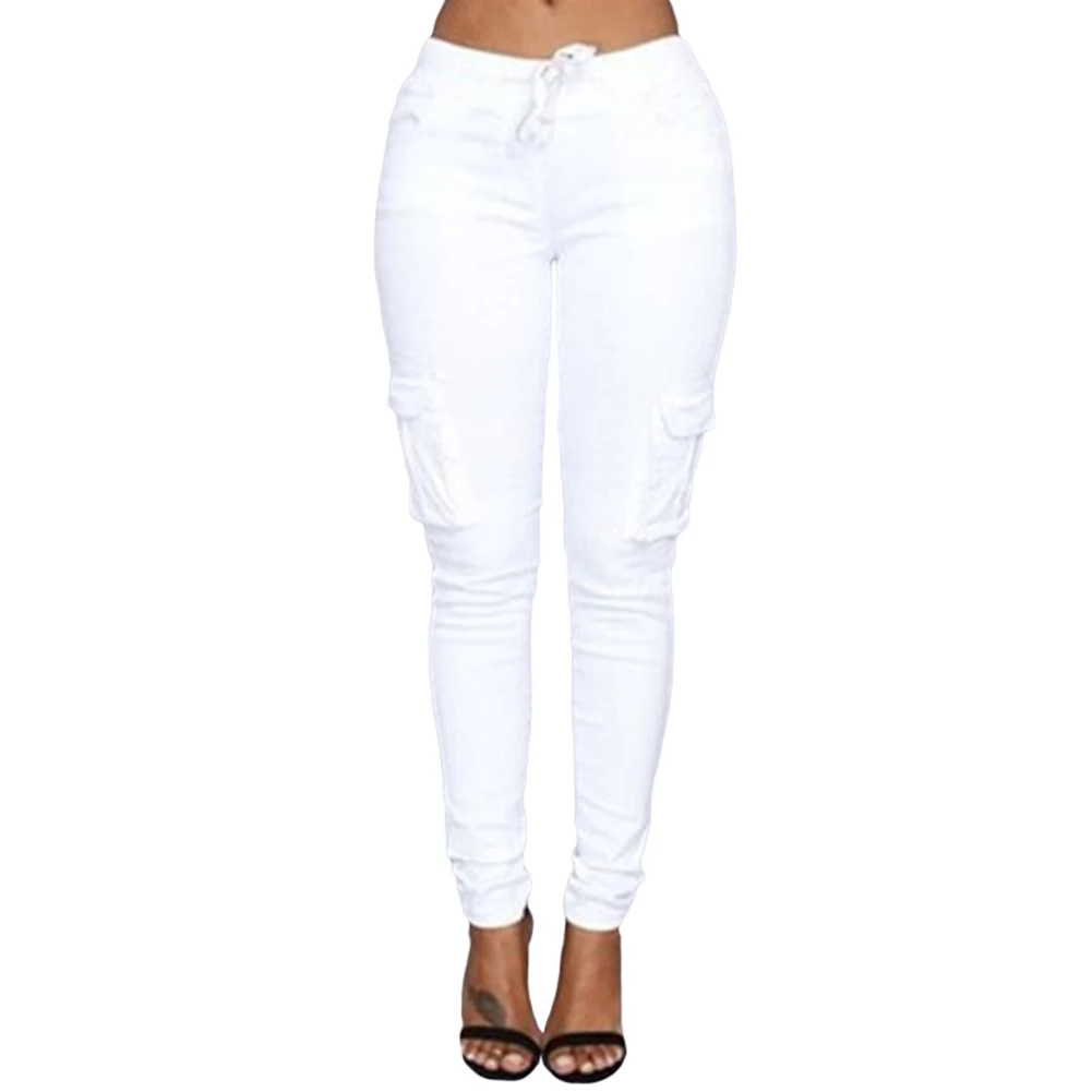 Broek Vrouw Hoge Taille Broek Effen Skinny Cargo Broek Zakken Koord Joggers Broek Zomer Leggings Casual Potlood Broek