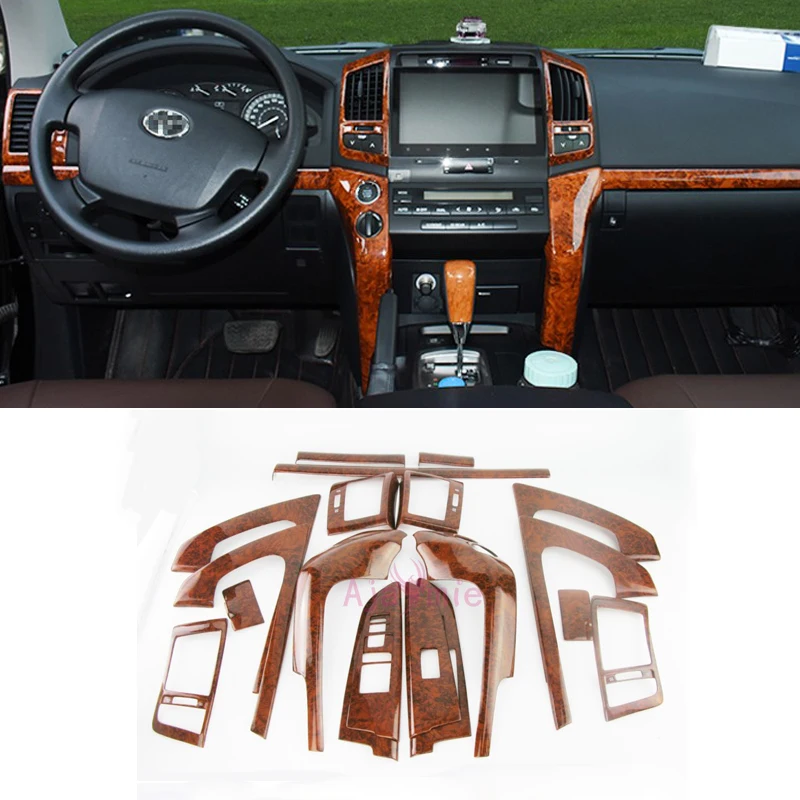 For Toyota Land Cruiser 200 2008-2015 Interior Wooden Color Trim Cover Package Chrome Car-Styling Accessory