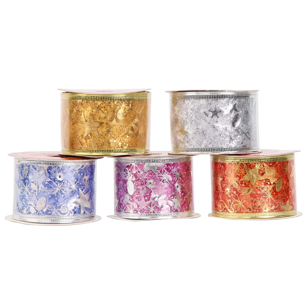 10 yards Christmas Decoration Rose/Silver/Gold/Red/Blue Ribbons For Crafts Making Bows Organza Ribbon Glitter Christmas Ribbon