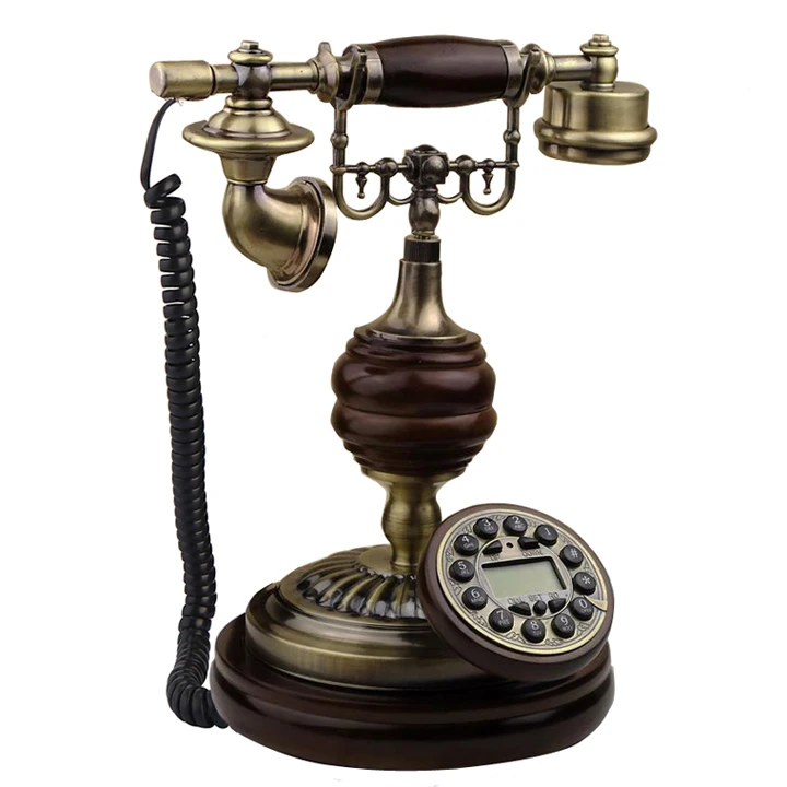 European Fashion Vintage fixed Telephone Dial ancient phone Antique Landline Phone For Office Home Hotel wood british antika