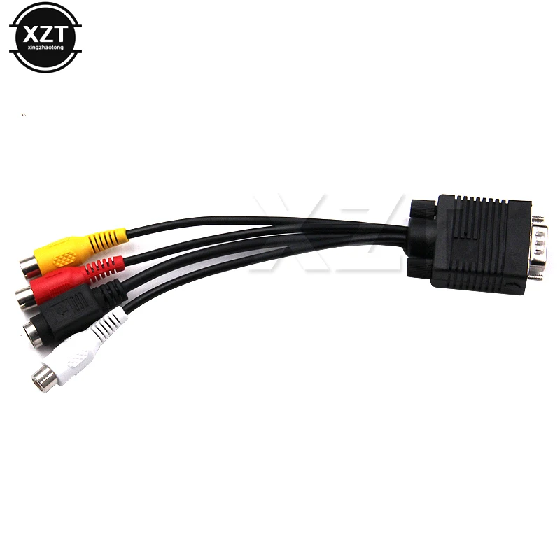 

Hot Sale VGA Male to S-Video 3 RCA Jack Female Composite AV TV Out Adapter Converter Connector Video Cable for Laptop PC HDTV