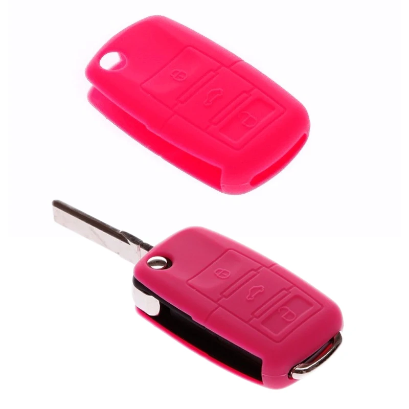 Colorful Silicone Protective Key Remote Key Case Wallet Shell 3 Butttons For Skoda Fabia Octavia Rapid spaceback Superb Yeti