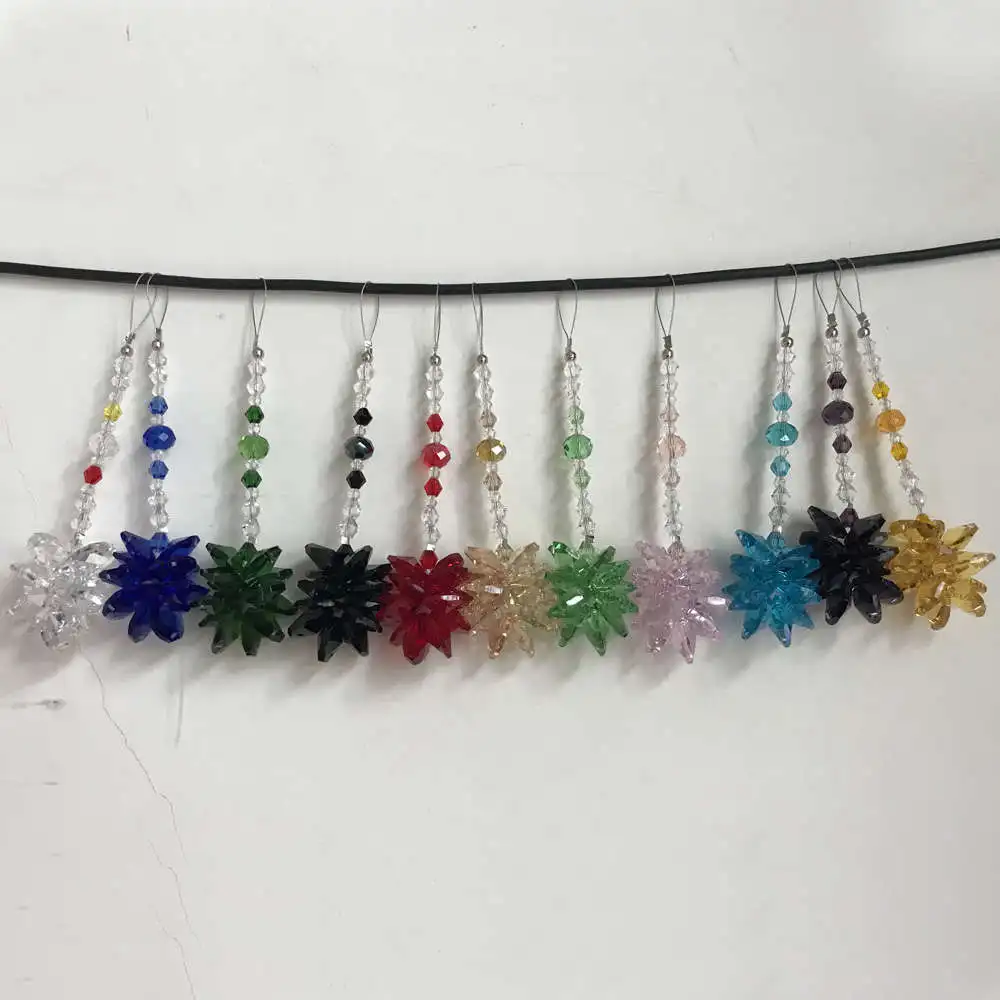 10PCS Garland Chakra Spectra Suncatcher Glass Crystal Chandelier Parts Wedding Crystal Hanging Starburst Home Decoration