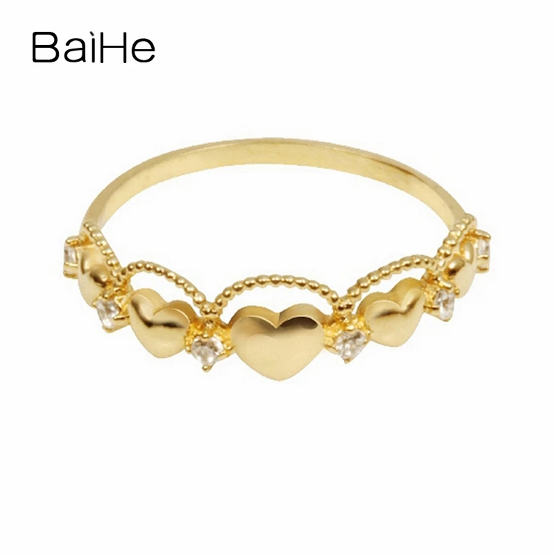 

BAIHE Solid 18K Yellow Gold H/SI Natural Diamond Ring Lady Trendy Fine Jewelry Crown Ring Bague diamant Kroonring クラウンリング