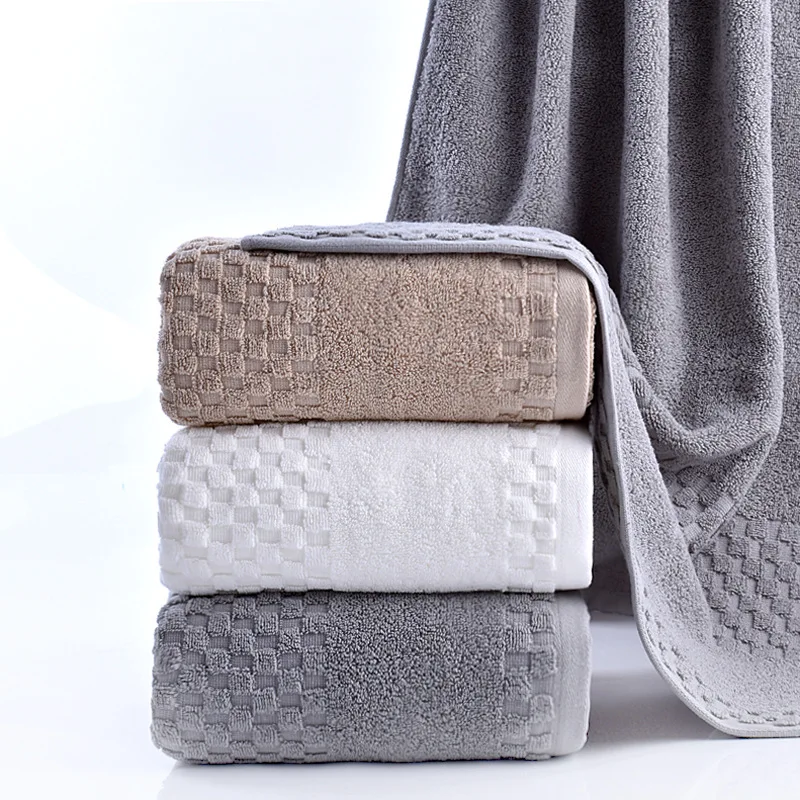 Hot sale 140x70cm Solid Plaid Large Bath Towels 100% Cotton towel beach Bathroom Towel