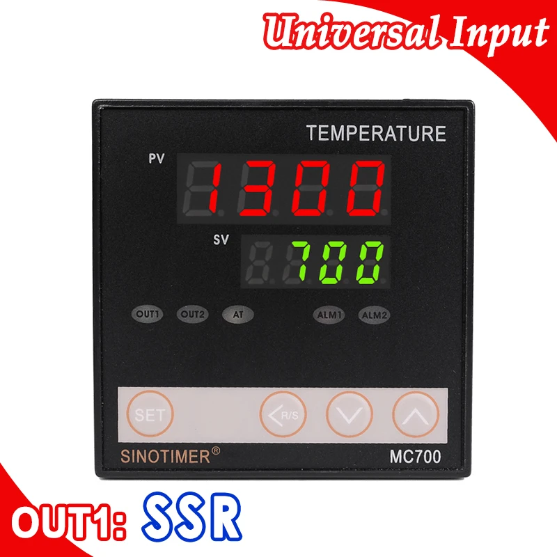 

AC 220V Oven Temperature Controller MC700 Thermocouple/PT100 Input Voltage 12V DC Output for SSR Solid State Relay Size 72*72mm